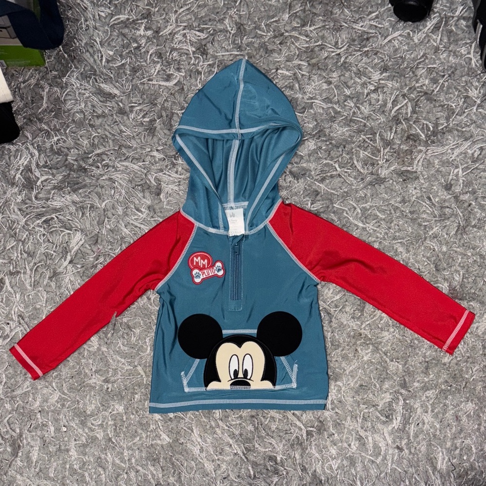 Disney Mickey Mouse Kids Swim Rashguard - Blue and Red